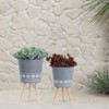 VisioGear 2PCS Round Planter with Wooden Legs, Plant Pots for Hall, Living Room, Gray, 12"*12"*21" - 2 of 4