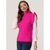 Allegra K Women's Ruffled Sleeve Mock Neck Casual Cable Knit Pullover Sweater Vest - 2 of 4