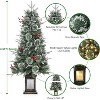 3FT Flocked Small Christmas Tree , Artificial Small Christmas Trees with Light, Multiple Pattern Bases, Outdoor Indoor for Winter Holiday Décor - 4 of 4