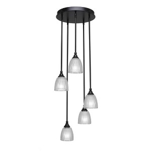 Toltec Lighting Empire 5 - Light Pendant in  Matte Black with 5" Clear Ribbed Shade - 1 of 1