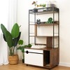 Litter Box Enclosure With Scratching Posts, Storage Shelf, Hidden Litter Box With Observation Window, Cat Washroom Furniture, White+Vintage - 2 of 4