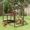 PawHut Wooden Chicken Activity Play Set, Chicken Coop Accessory with Feeder Storage, Perch, Swing, Ladder, Platforms for 4-6 Chickens, Coffee - 2 of 4