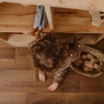 Natural Wood Kids Bookcase with Storage Cubes