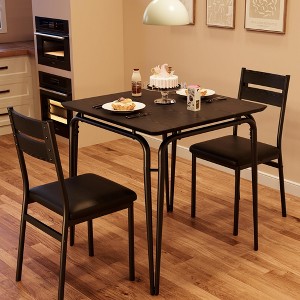 WhizMax Dining Table Set for 2 with Square Wood Top and Cushioned Chairs, 3 Piece Kitchen & Dining Room Sets for Small Space, Apartment - 1 of 4
