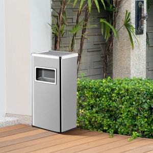 Commercial Indoor Outdoor Trash Can, Stainless Steel Square Garbage Can with Removable Inner Bucket - 1 of 4