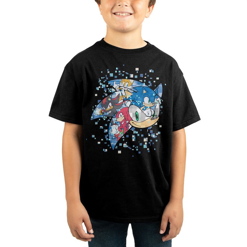 Sonic The Hedgehog Sega Pixelated Youth Boys Short-Sleeve Graphic T-Shirt, 1 of 4
