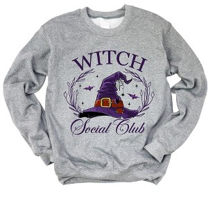 Simply Sage Market Women's Graphic Sweatshirt Witch Social Club Purple Hat - 1 of 4