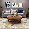 Poly & Bark Gio Italian Leather Ottoman Cognac Tan: Upholstered Padded Seat, Wood Frame, Oval Shape, 17" Height - 3 of 4