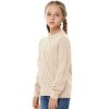 Girls Long Sleeve Cable Knit Sweater Crewneck Pullover Sweaters Kids Chunky Cute Fall Jumper Tops - 3 of 3