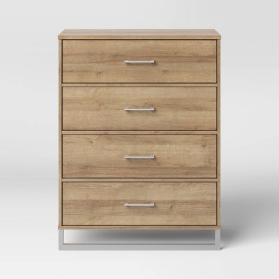 Mixed Material 4 Drawer Dresser Natural Wood - Thumbnail 2