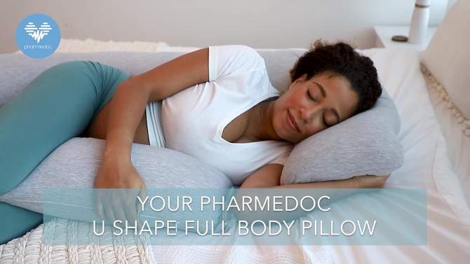 PharMeDoc Pregnancy Pillow, U-Shape Full Body Maternity Pillow, Jersey Cotton Cover, 2 of 11, play video