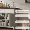 53.5" Farmhouse Buffet Cabinet with 3 Drawers & Reversible Wine Rack, Storage Sideboard with Adjustable Shelf, Kitchen Storage Cabinet, White - 4 of 4