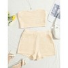 Women's 2 Piece Outfit Ribbed Crop Bandeau Tube Top and Biker Track Shorts Sets - 4 of 4