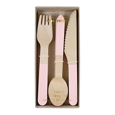 Meri Meri Pink Wooden Cutlery Set