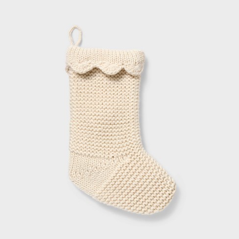 Knit Stocking With Scallop Trim Cream Threshold Designed With Studio Mcgee Target