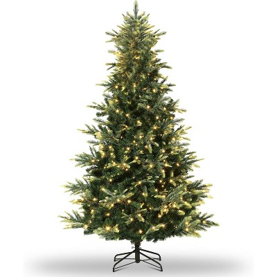 Acekool Prelit Spruce Artificial Tree, Warm White, Thick Branches, Fire-Resistant, Hinged & Foldable, for Home or Office