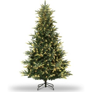 Acekool 9ft Prelit Spruce Artificial Tree, Warm White, Thick Branches, Fire-Resistant, Hinged & Foldable, for Home or Office - 1 of 4