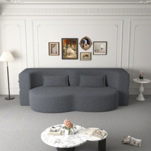 Convertible Floor Sofa Bed with 2 Pillows, Folding Foam Sleeper Couch, No-Assembly Modern Sofa for Living Room or Guest Room-Tanpinhause - 1 of 4