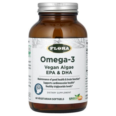 Flora Omega-3, Vegan Algae EPA & DHA, 60 Vegetarian Softgels