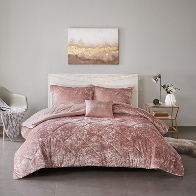 4 Pcs Luxury Style Velvet Comforter Set, Diamond Quilting Ultra Soft Bedding Set for Cold Season, Easy Care Bed Set with Matching Shams & Pillow