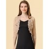 INSPIRE CHIC Women's Elegant 3/4 Sleeve Sheer Floral Lace Open Front Crop Shrug - 2 of 4