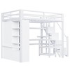 YOOCOZZ Metal Loft Bed with L-Shaped Desk, 5-Layer Shelf, USB Ports and Large Wardrobe - White - 3 of 4