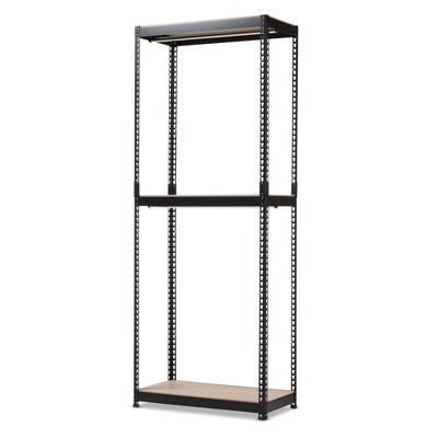 Gavin Metal 3 - Shelf Closet Storage Racking Organizer - Black - Baxton Studio