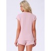 INSPIRE CHIC Women's Summer Pajamas Knit Tops with Shorts Round Neck Casual Lounge Sets - 4 of 4