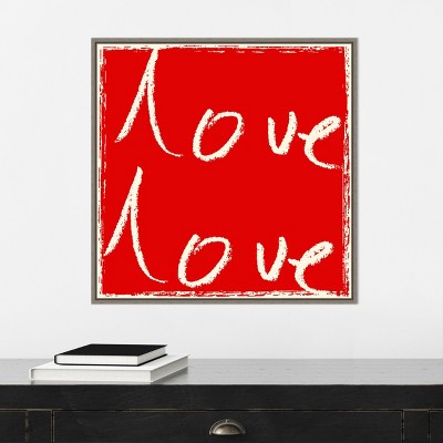 Red and White Abstract Love Canvas Wall Art