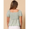 INSPIRE CHIC Women's Short Sleeve Floral Sweetheart Neck Shirred Ruffle Peasant Top - 3 of 4