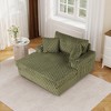 CLIHOME Chenille Chaise Lounge with Soft Cushion Back, Dual Track Arms and Built-in Cup Holders - 2 of 4