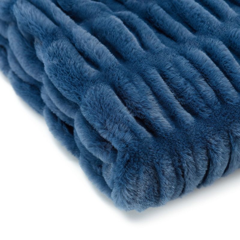 Chanasya Ruched Faux Fur Throw Blanket - Reversible Minky Blanket, 5 of 7