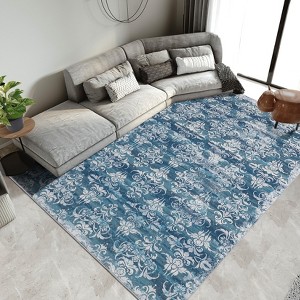 Area Rugs Floral Printed Indoor Mat Soft Non Slip Low Pile Washable Rug Modern Rug for Living Room - 1 of 4