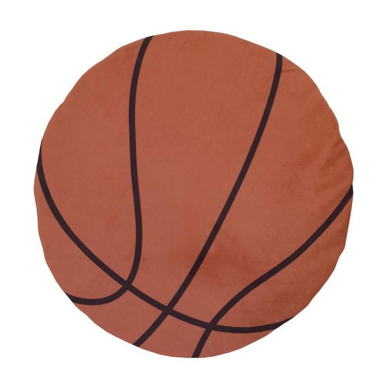 Little Love By NoJo Basketball Super Soft Round Tummy Time Playmat - Brown and Black, 1 of 4