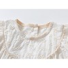 MyKids-Usa Baby Girls Lace Embroidery Round Collar Fly And Short Sleeve Onesies With Bottons - 2 of 4