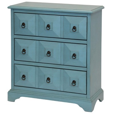 3 Drawer Staten Island Chest Nightstand Blue - StyleCraft