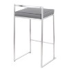 LumiSource Set of 3 Fuji Stacker Counter Height Barstools Stainless Steel/Gray - 4 of 4