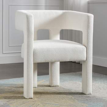 Contemporary Designed Upholstered Accent Chair with Curved Backrest, Wood Dining Chair-ModernLuxe