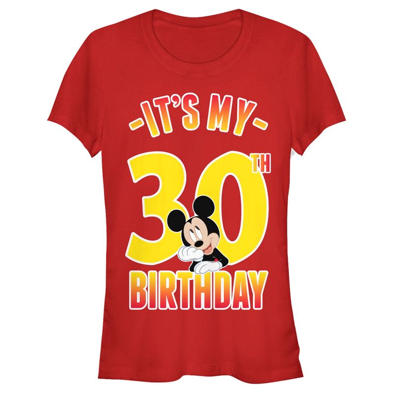 Junior's Mickey & Friends It's My 30th Birthday  T-Shirt - Red - Large, 1 of 5