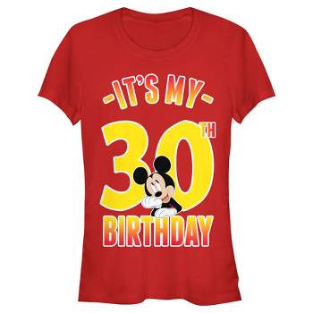 Junior's Mickey & Friends It's My 30th Birthday  T-Shirt - Red - Large