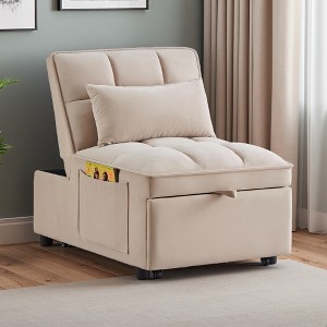 Velvet 4-in-1 Convertible Chair Bed with Storage Pockets - 1 of 4