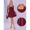 INSPIRE CHIC Women's Sparkly Square Neck Long Sleeve Cocktail Club A-Line Evening Party Dress - 2 of 4