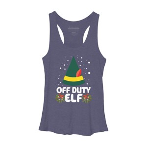 Women's Design By Humans Off Duty Elf Christmas By Thingsandthings Racerback Tank Top - 1 of 3