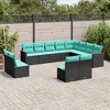 vidaXL Patio Sofa Set - 12 Piece Black Poly Rattan Outdoor Furniture with Cushions for Garden, Terrace, Deck - 2 of 4