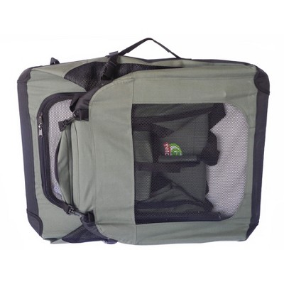 Sage Green Soft Sided Collapsible Dog Crate with Mesh Windows