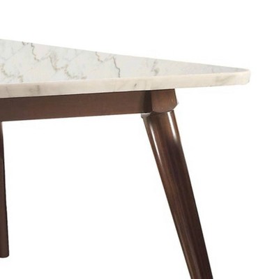 Gasha White Marble and Walnut Dining Table