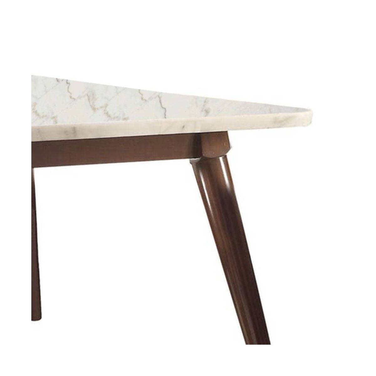 Acme Furniture 64" Gasha Dining Table White Marble/Walnut: Elegant Rectangular Kitchen Table for 6, Wood Base - thumbnail 3