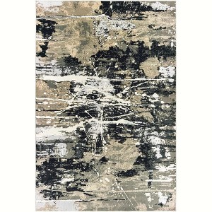 Oriental Weavers Pasargad Home Bowen Collection Fabric Black/Gold Abstract Pattern- Living Room, Bedroom, Home Office Area Rug, 2' 3" X 7' 6" - 1 of 4