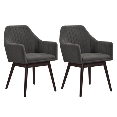 Costway Dining Chairs Set of 2 Upholstered Accent Chairs with Comfy Padded Backrest Beige/Black/Gray