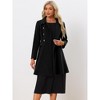 Allegra K Women's Turn Down Collar Flap Pocket Double Breasted Outwear Swing Winter Coat - 2 of 4